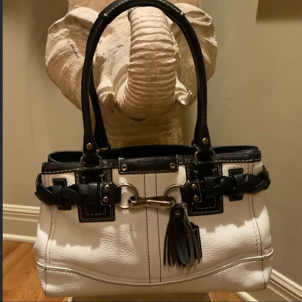 Coach  Leather Shoulder Bag Tassels Zip Close #L1
